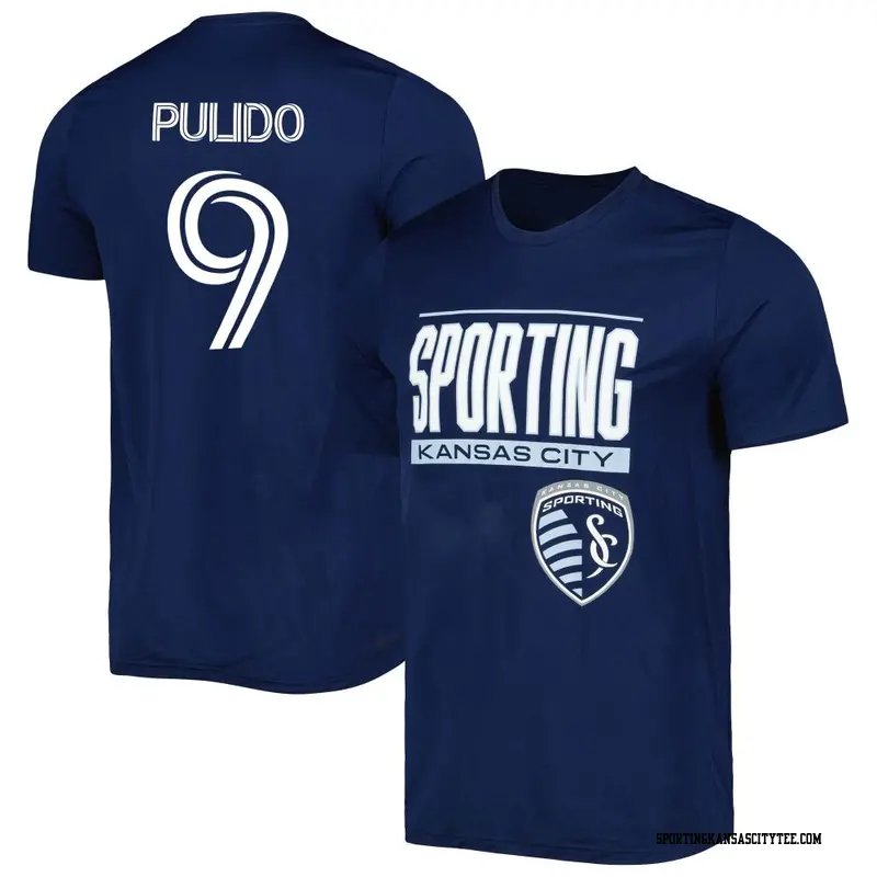 Men's Sporting Kansas City ＃9 Alan Pulido Navy Name & Number Club Performance T-Shirt