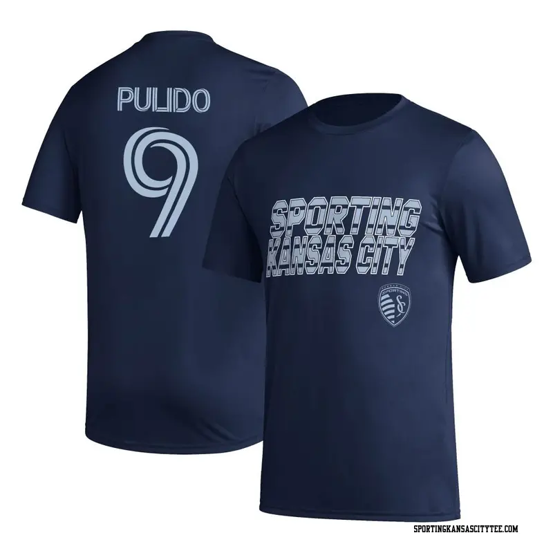 Men's Sporting Kansas City ＃9 Alan Pulido Navy Name & Number Hook T-Shirt