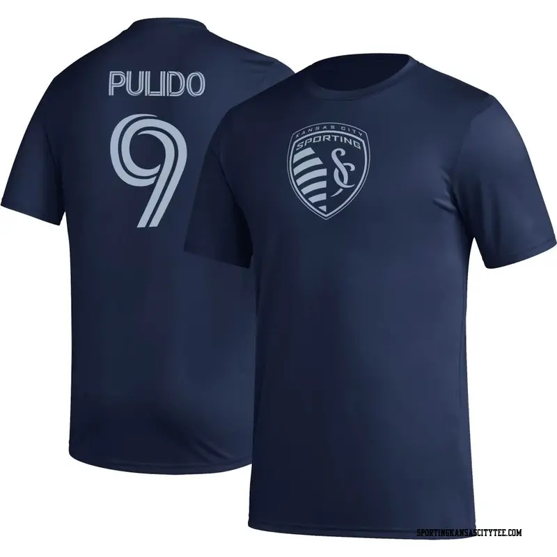 Men's Sporting Kansas City ＃9 Alan Pulido Navy Name & Number Icon T-Shirt