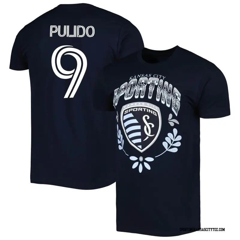 Men's Sporting Kansas City ＃9 Alan Pulido Navy Name & Number Serape T-Shirt