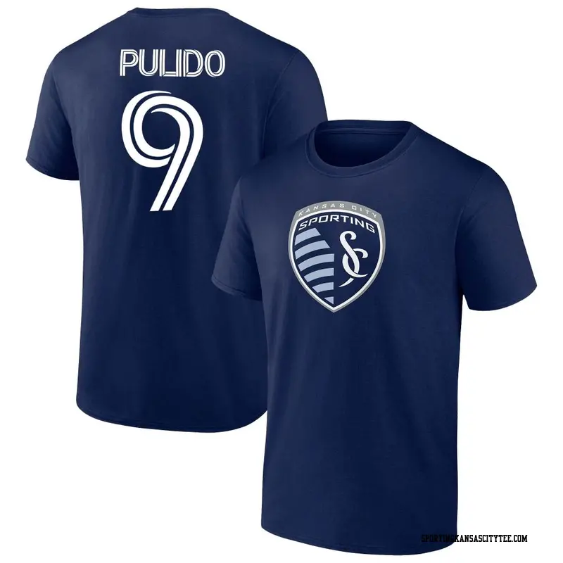 Men's Sporting Kansas City ＃9 Alan Pulido Navy Name & Number T-Shirt