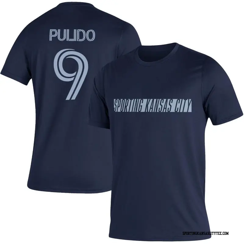 Men's Sporting Kansas City ＃9 Alan Pulido Navy Name & Number Vintage T-Shirt