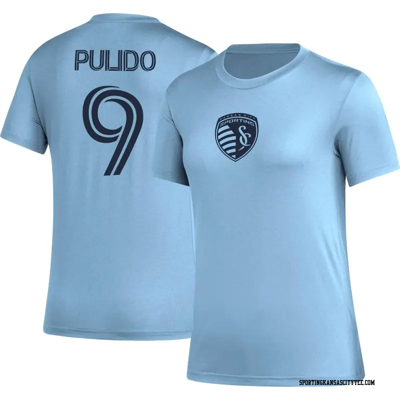 Women's Sporting Kansas City ＃9 Alan Pulido Light Blue Name & Number Icon T-Shirt